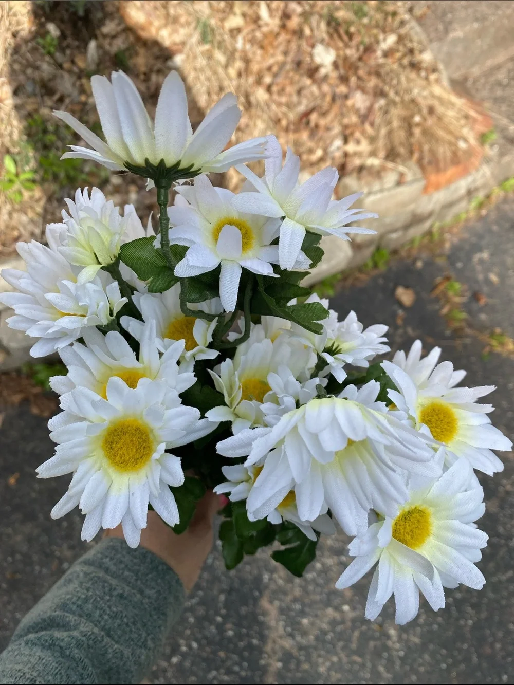 Multicolor Faux Floral Bouquet - White, Pink, Cream, Yellow